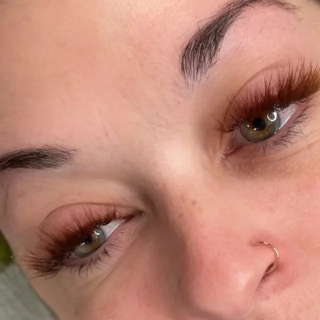 Brown lash extensions by Whiplash, LLC in Manitowoc, WI, set 2